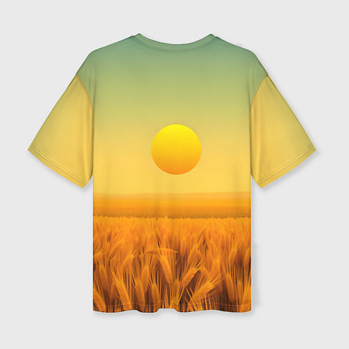 Женская футболка оверсайз Закат над пшеничным полем / 3D-принт – фото 2