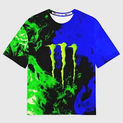 Женская футболка оверсайз Monster energy кислотный огонь