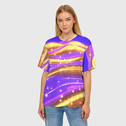 Футболка оверсайз женская Блестящая волнистая текстура, цвет: 3D-принт — фото 2