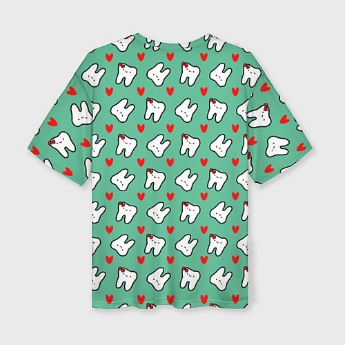 Женская футболка оверсайз Довольные зубы / 3D-принт – фото 2