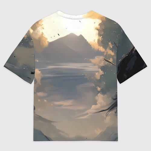 Женская футболка оверсайз Медведь самурай / 3D-принт – фото 2