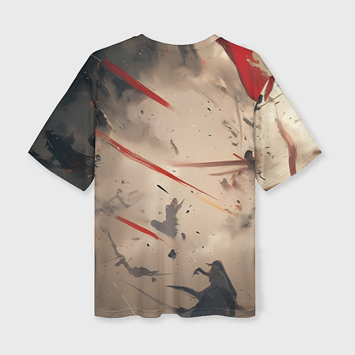 Женская футболка оверсайз Самурай медведь / 3D-принт – фото 2