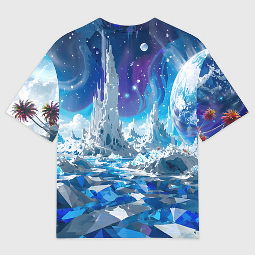 Женская футболка оверсайз Космический фантастический пейзаж / 3D-принт – фото 2