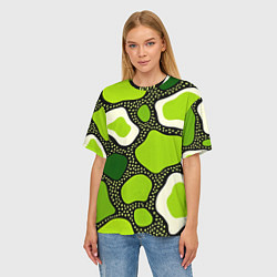Футболка оверсайз женская Зеленая абстракция с кругами, цвет: 3D-принт — фото 2