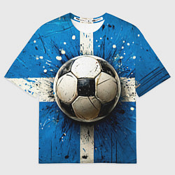 Футболка оверсайз женская Футбольный мяч на синем, цвет: 3D-принт