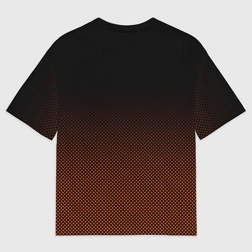 Женская футболка оверсайз Градиент тёмный чёрно-оранжевый / 3D-принт – фото 2