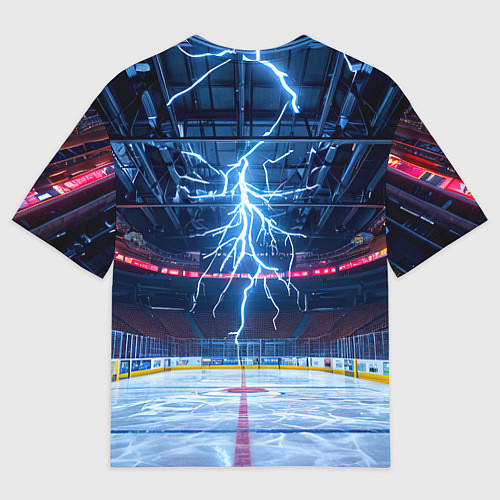 Женская футболка оверсайз Удар молнии в хоккейную площадку / 3D-принт – фото 2