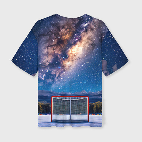 Женская футболка оверсайз Хоккейные ворота в ночи / 3D-принт – фото 2