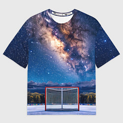 Футболка оверсайз женская Хоккейные ворота в ночи, цвет: 3D-принт