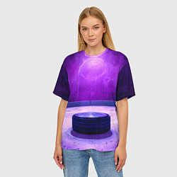 Футболка оверсайз женская Шайба в фиолетовом, цвет: 3D-принт — фото 2