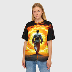 Футболка оверсайз женская Айкидоист и огненный вихрь, цвет: 3D-принт — фото 2