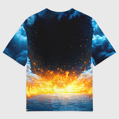 Женская футболка оверсайз Айкидоист в огне и синий дым / 3D-принт – фото 2