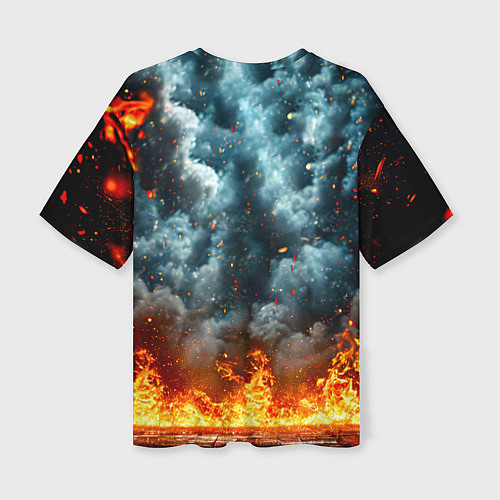 Женская футболка оверсайз Крав-мага боец в огне / 3D-принт – фото 2