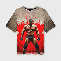 Футболка оверсайз женская Реслер на красном, цвет: 3D-принт