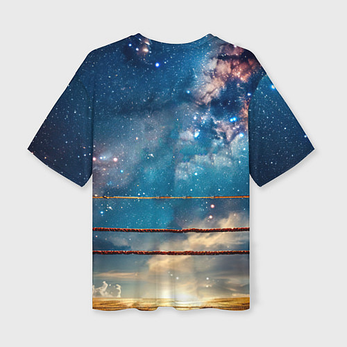 Женская футболка оверсайз Тайский боксер в космосе / 3D-принт – фото 2