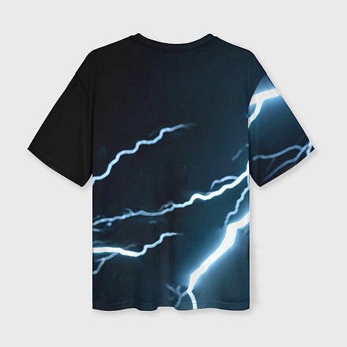 Женская футболка оверсайз Мухаммед Али и молния / 3D-принт – фото 2