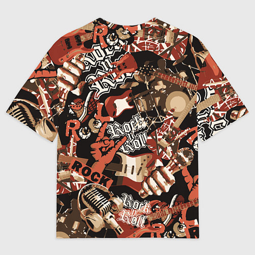 Женская футболка оверсайз Sum 41 на фоне кролика и гитар / 3D-принт – фото 2