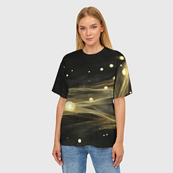 Футболка оверсайз женская Золотистый свет на черной текстуре, цвет: 3D-принт — фото 2