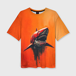 Женская футболка оверсайз Кибернетическая акула