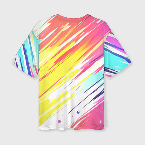 Женская футболка оверсайз Брызги краски на белом фоне / 3D-принт – фото 2