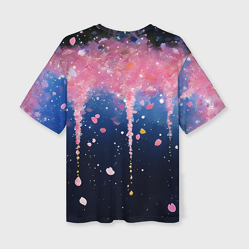Женская футболка оверсайз Розово-синяя текстура / 3D-принт – фото 2