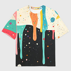 Женская футболка оверсайз Разноцветные капли текстура