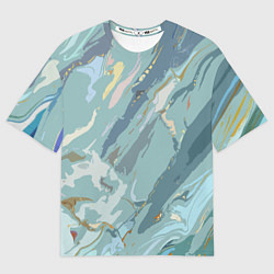 Футболка оверсайз женская Холодный голубой абстракция, цвет: 3D-принт