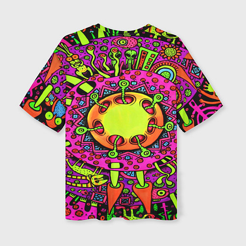 Женская футболка оверсайз Кислотные грибы оптические / 3D-принт – фото 2