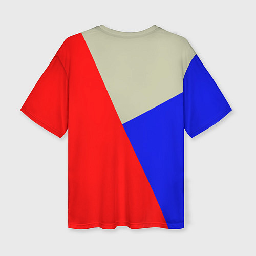 Женская футболка оверсайз Серо-сине-красный трёхцветный / 3D-принт – фото 2