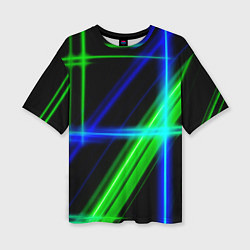 Женская футболка оверсайз Color blue black green