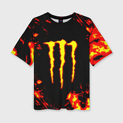 Футболка оверсайз женская Monster energy краски огненные, цвет: 3D-принт