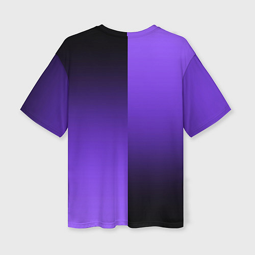 Женская футболка оверсайз Чёрно-сиреневый градиент пополам / 3D-принт – фото 2
