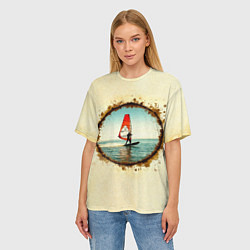 Футболка оверсайз женская Виндсерфер на бежевом, цвет: 3D-принт — фото 2
