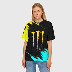Футболка оверсайз женская Monster energy краски текстура, цвет: 3D-принт — фото 2