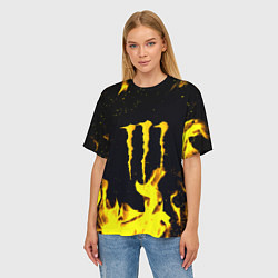 Футболка оверсайз женская Monster energy yellow fire, цвет: 3D-принт — фото 2