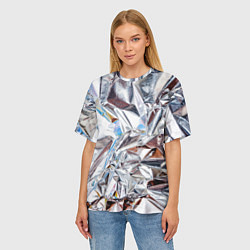 Футболка оверсайз женская Зеркальная металическая фольга текстура, цвет: 3D-принт — фото 2