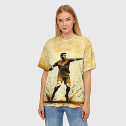 Футболка оверсайз женская Гандболист на бежевом, цвет: 3D-принт — фото 2