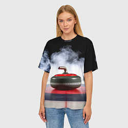 Футболка оверсайз женская Кёрлинг и белый дым, цвет: 3D-принт — фото 2