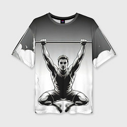 Футболка оверсайз женская Турникмен в чб, цвет: 3D-принт