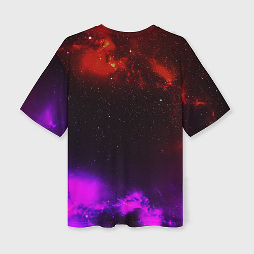 Женская футболка оверсайз Космонавт пламенный / 3D-принт – фото 2