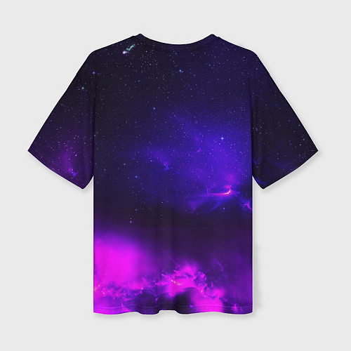Женская футболка оверсайз Космонавт в неоновых облаках / 3D-принт – фото 2