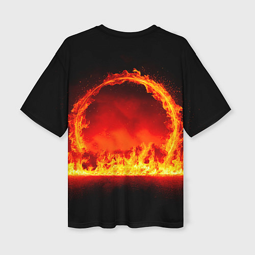 Женская футболка оверсайз Трековый велосипедист в огне / 3D-принт – фото 2