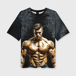 Женская футболка оверсайз Бодибилдер на черном