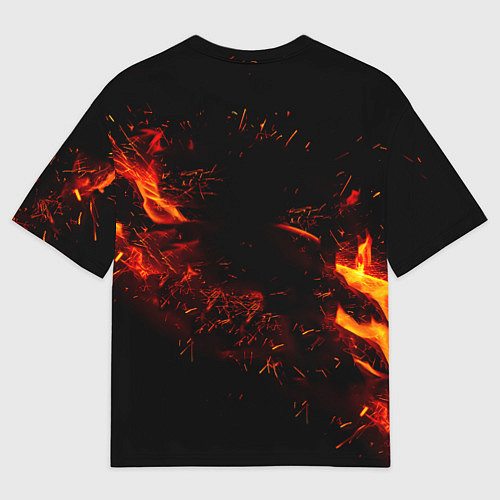 Женская футболка оверсайз Теннисный мяч в огне / 3D-принт – фото 2