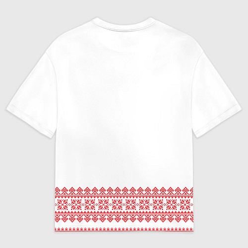 Женская футболка оверсайз Славянский орнамент и узоры - вышиванка рубаха бел / 3D-принт – фото 2