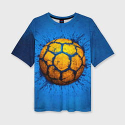 Футболка оверсайз женская Мяч для гандбола на синем, цвет: 3D-принт
