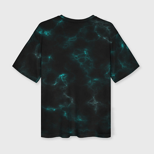 Женская футболка оверсайз Color black turquoise / 3D-принт – фото 2