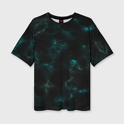 Женская футболка оверсайз Color black turquoise