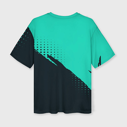Женская футболка оверсайз Color black light blue / 3D-принт – фото 2