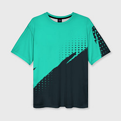 Женская футболка оверсайз Color black light blue
